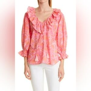 Mille - Pink Carnation Ruffle Top Size Large